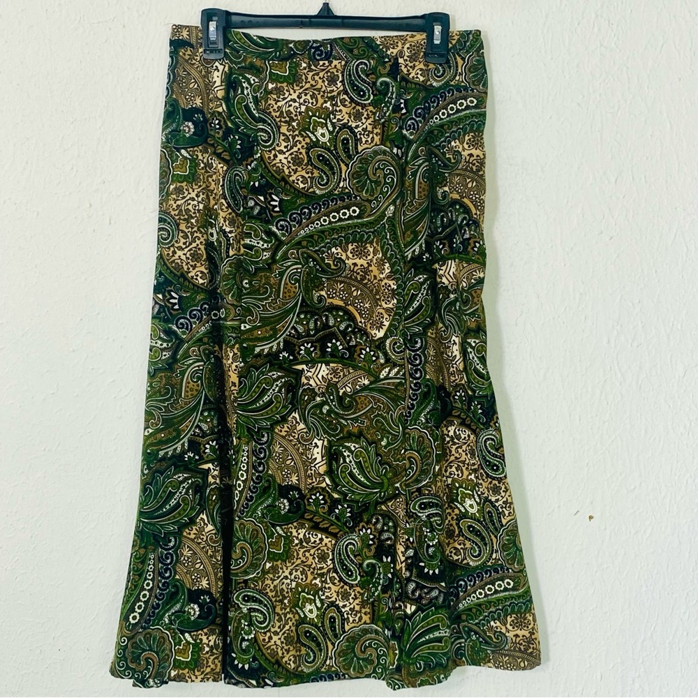 Elementz Green Paisley Midi Skirt